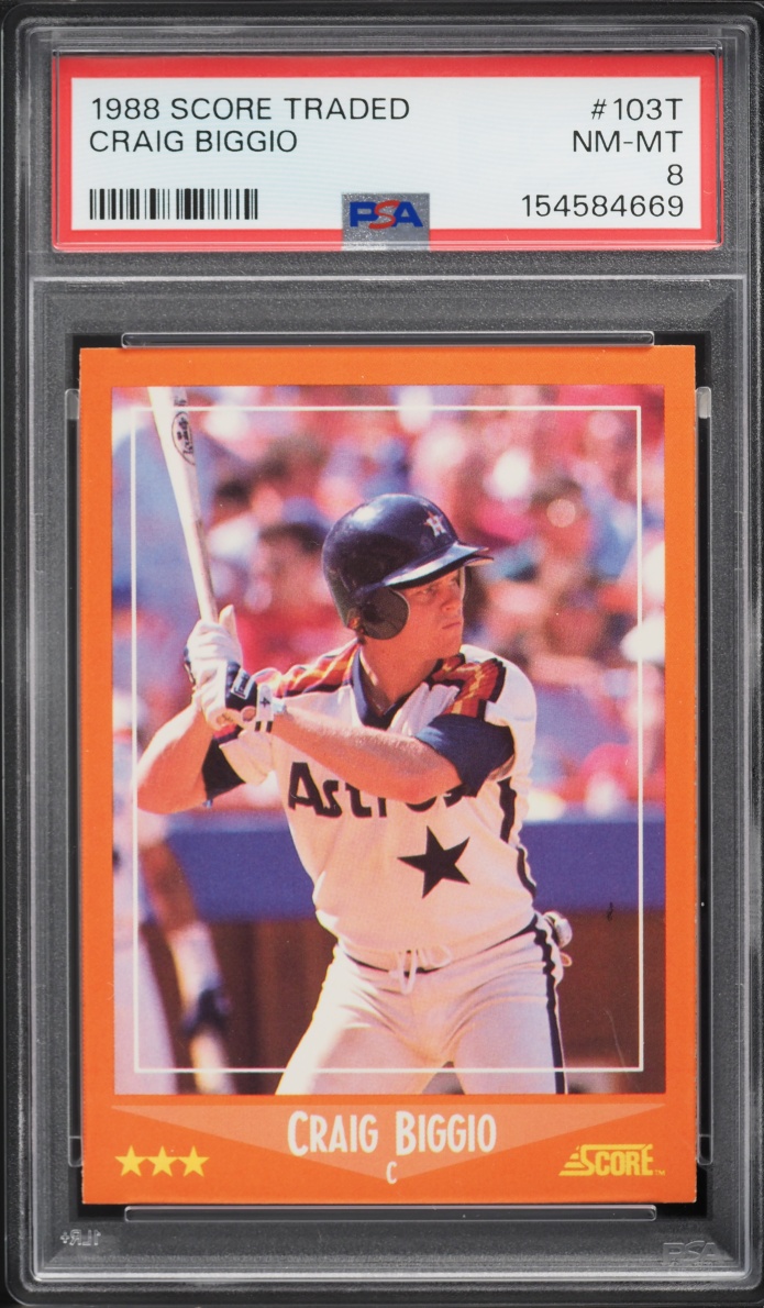 1988 Score Traded Craig Biggio ROOKIE #103T PSA 8 NM-MT