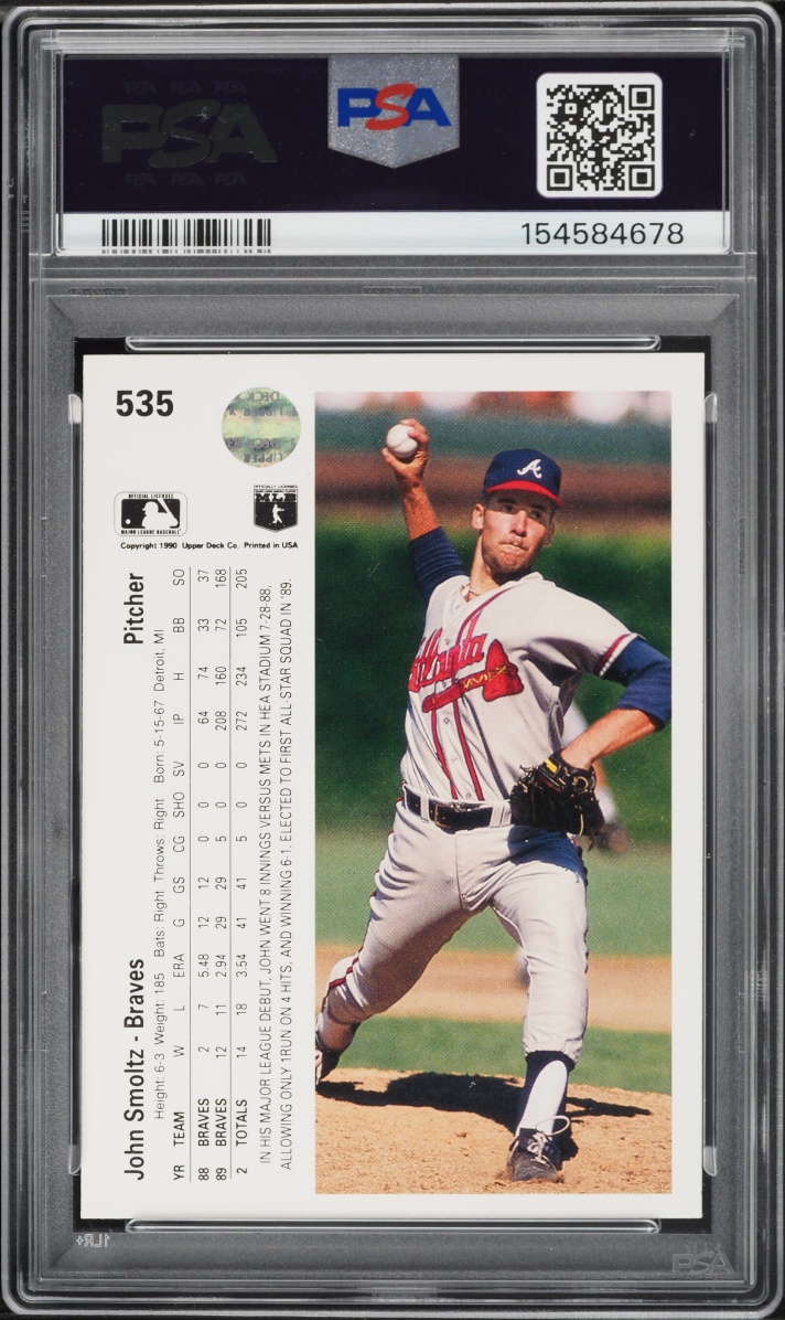 1990 Upper Deck John Smoltz #535 PSA 8 NM-MT