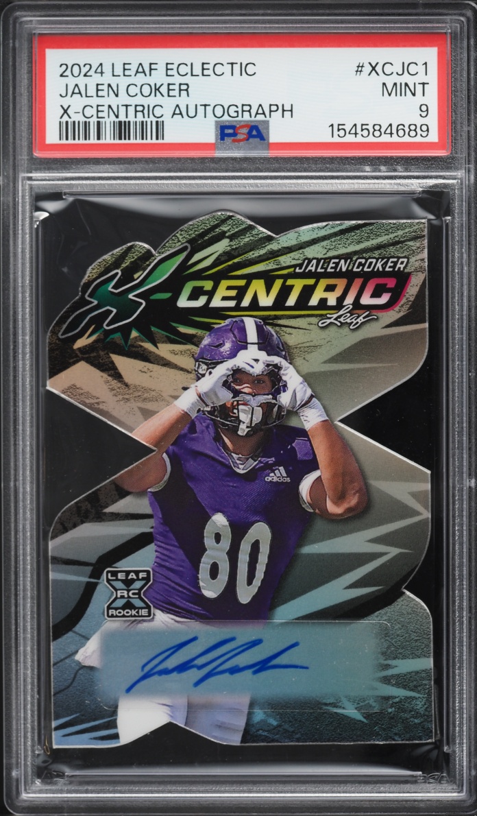 2024 Leaf Eclectic X-Centric Die-Cut Jalen Coker ROOKIE AUTO /10 #XC-JC1 PSA 9 MINT