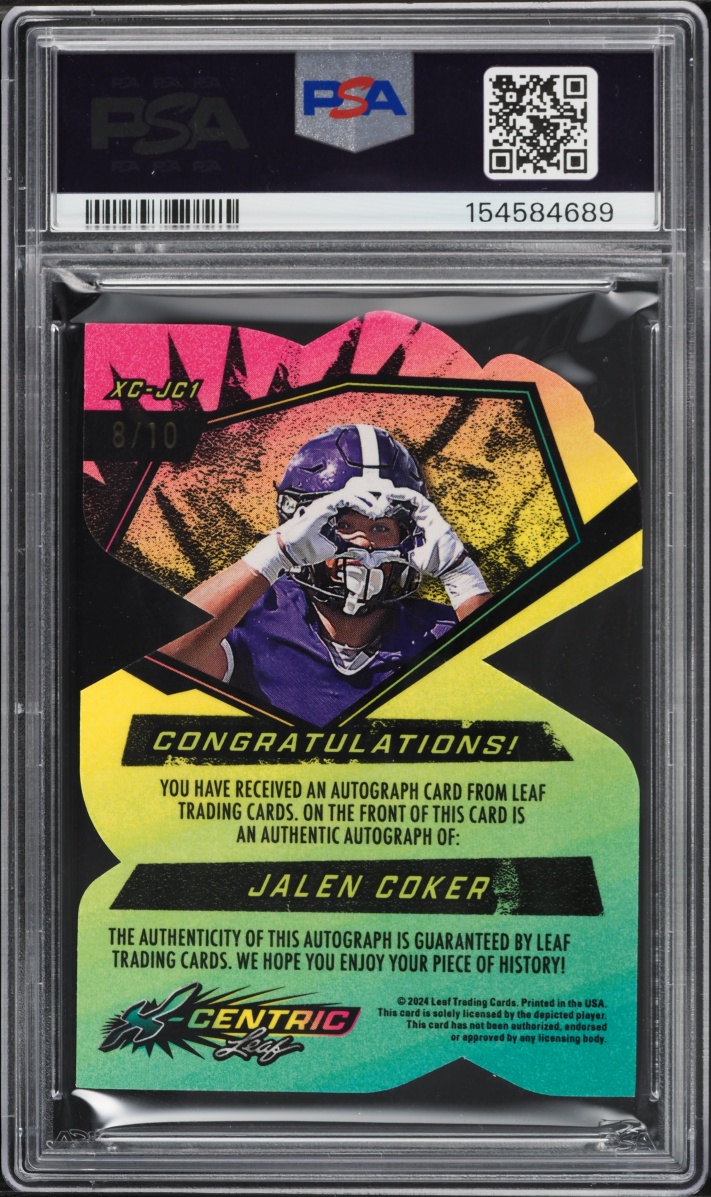 2024 Leaf Eclectic X-Centric Die-Cut Jalen Coker ROOKIE AUTO /10 #XC-JC1 PSA 9 MINT