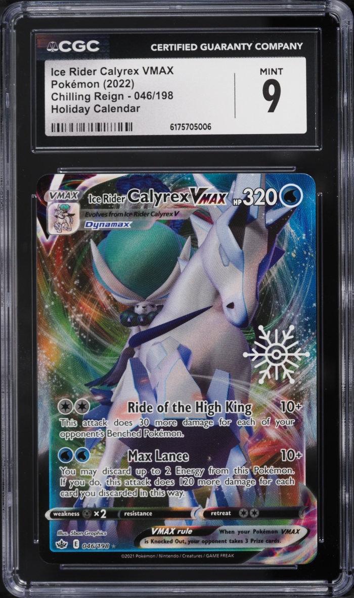 2022 Pokemon SWSH Chilling Reign Holiday Calendar Ice Rider Calyrex VMAX #46 CGC 9 MINT
