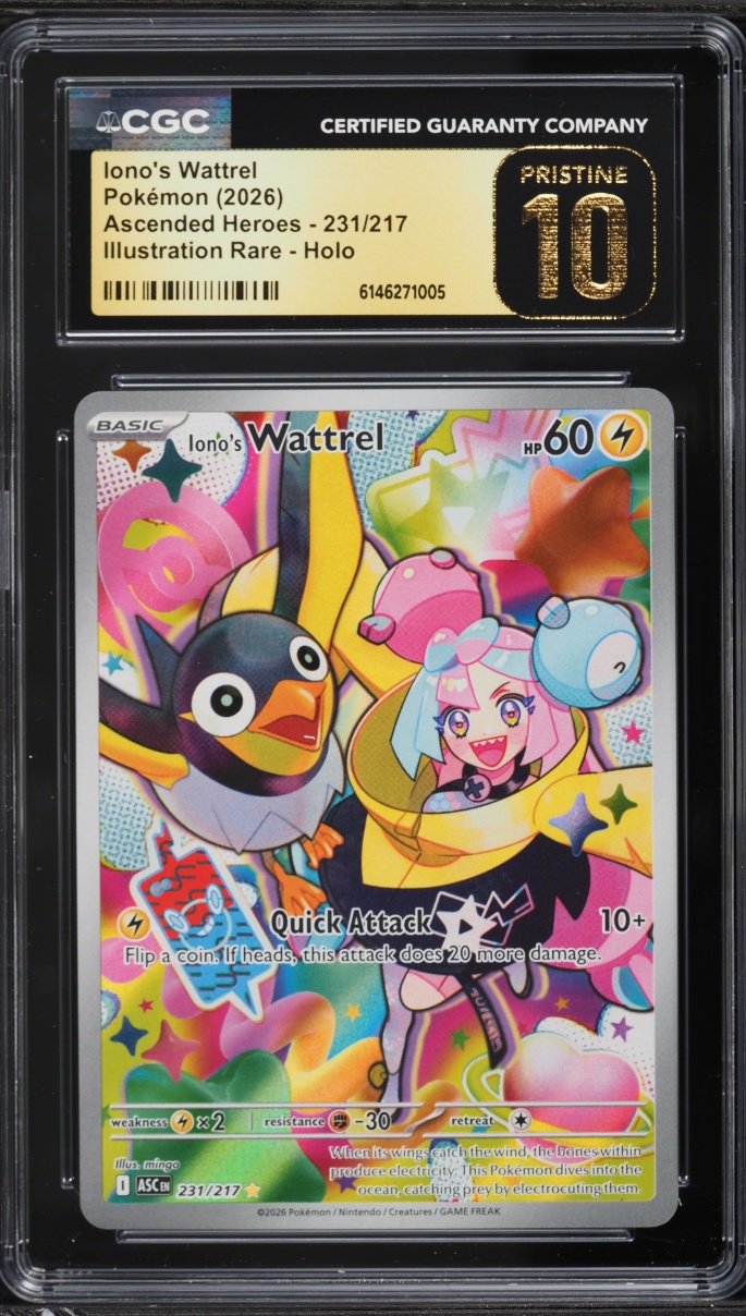 2026 Pokemon Mega Evolution Ascended Heroes IR Iono's Wattrel #231 CGC 10 PRISTINE
