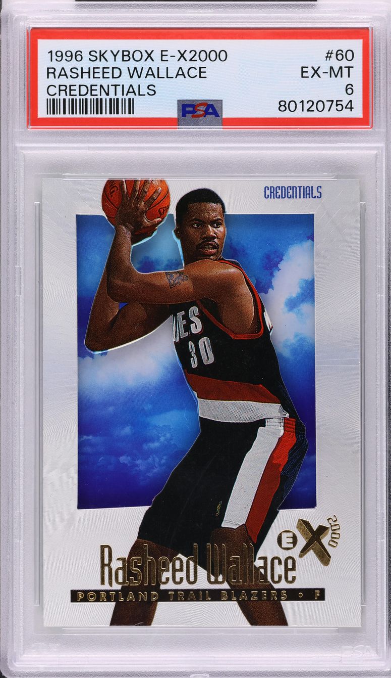 1996 Skybox E-X2000 Credentials Rasheed Wallace /499 #60 PSA 6 EXMT
