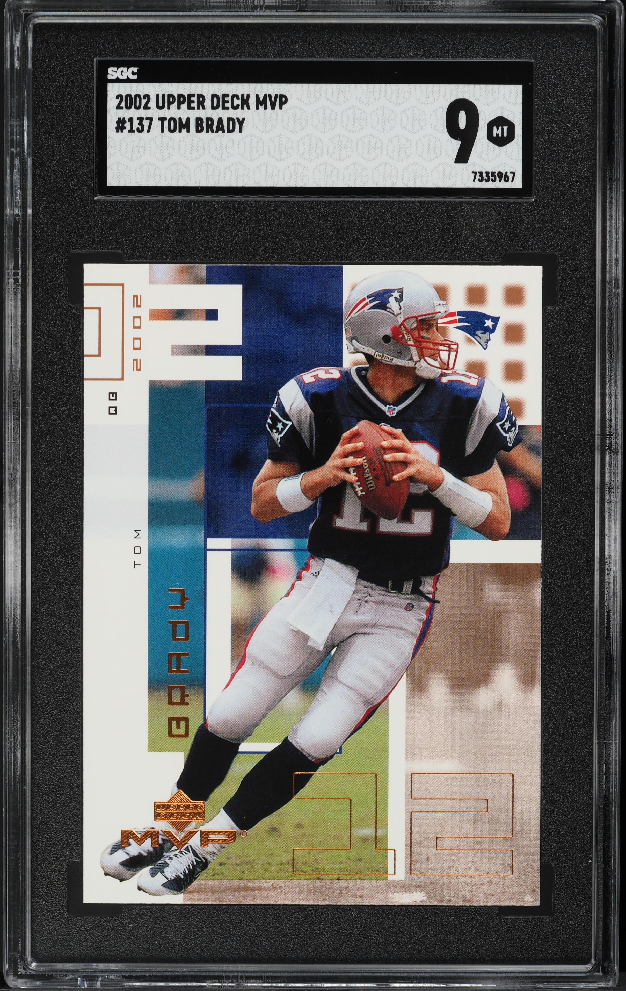 2002 Upper Deck MVP Tom Brady #137 SGC 9 MINT