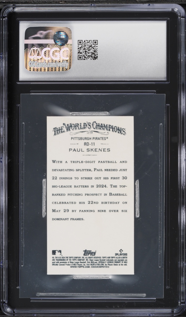 2024 Topps Allen & Ginter Mini Paul Skenes ROOKIE #RD-11 CGC 9.5 MINT+