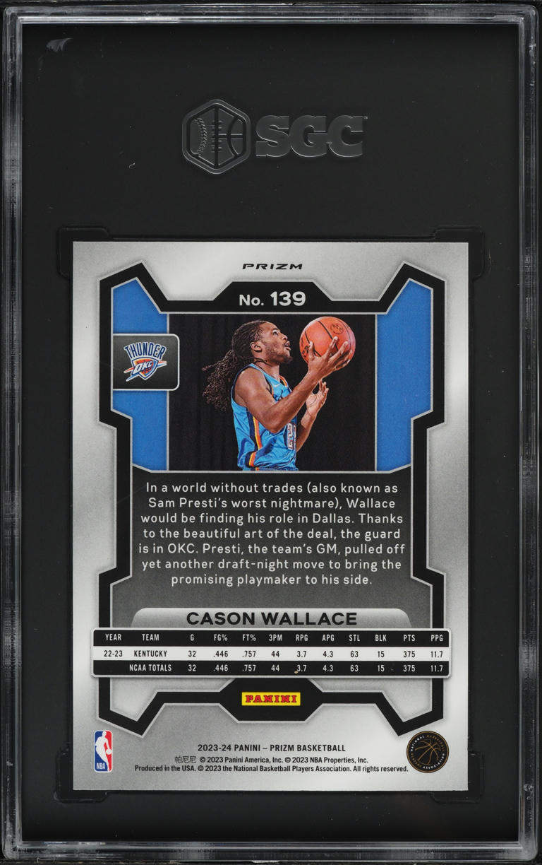 2023 Panini Prizm Hyper Cason Wallace ROOKIE #139 SGC 10 GEM MINT