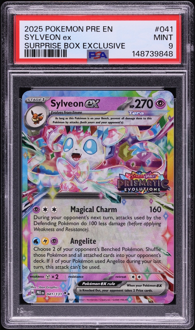 2025 Pokemon Scarlet & Violet Prismatic Evolutions Surprise Box Holo Sylveon ex #41 PSA 9 MINT