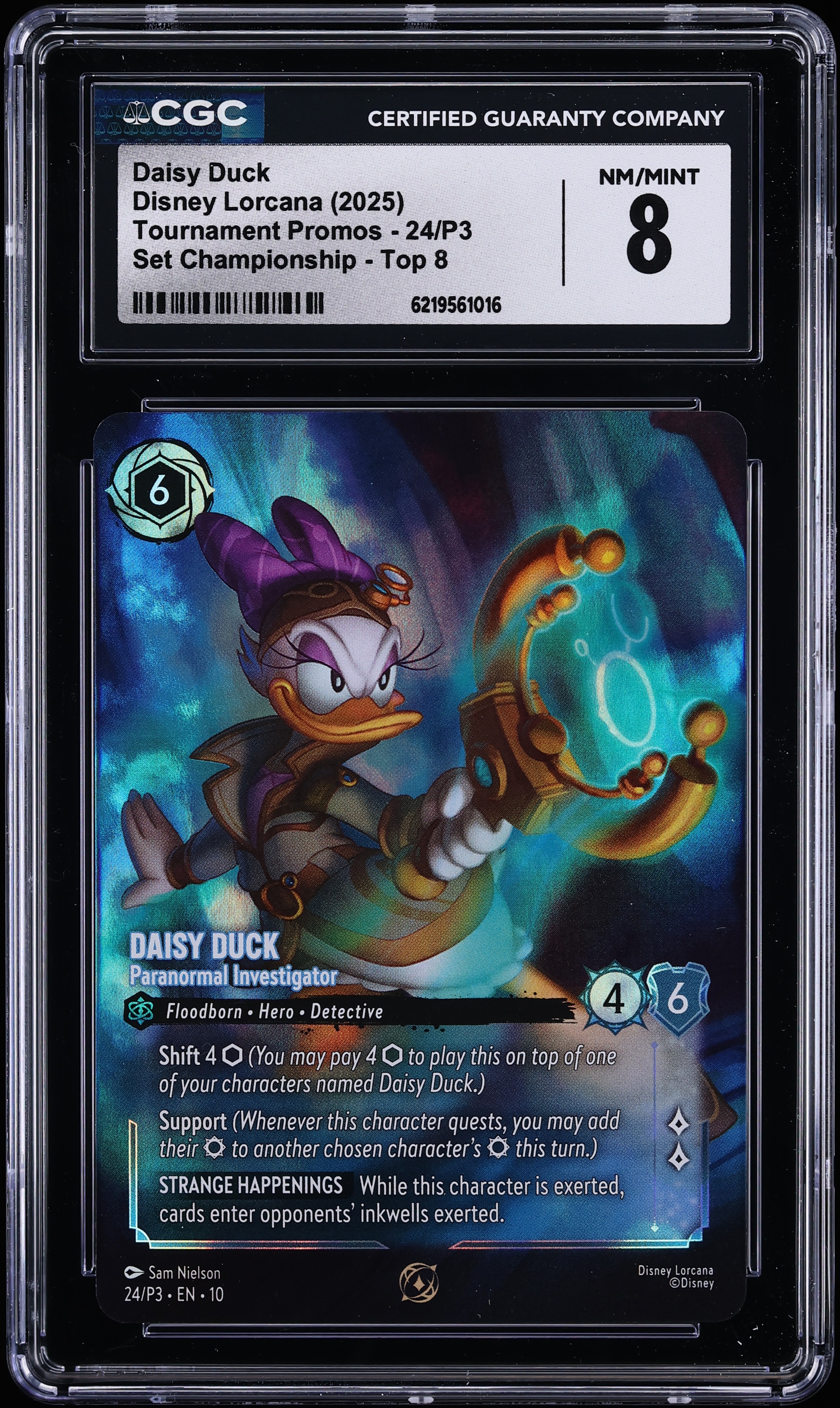 2025 Disney Lorcana Promo Set Championship Top 8 Daisy Duck Paranormal Investigator #24 CGC 8