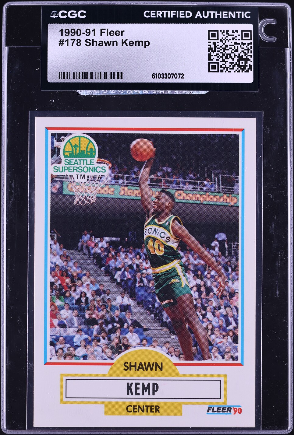 1990 Fleer Basketball Shawn Kemp ROOKIE #178 CGC AUTH