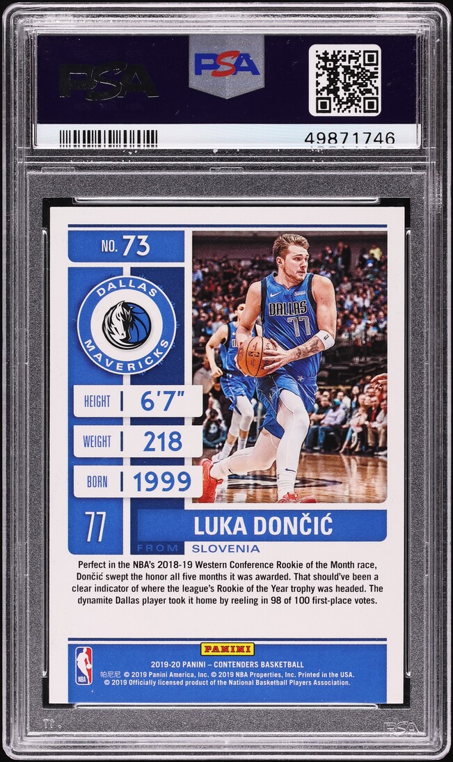 2019 Panini Contenders Luka Doncic #73 PSA 9 MINT