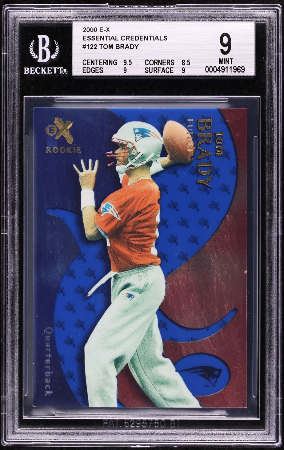 2000 Fleer E-X Essential Credentials Tom Brady ROOKIE /25 #122 BGS 9 MINT