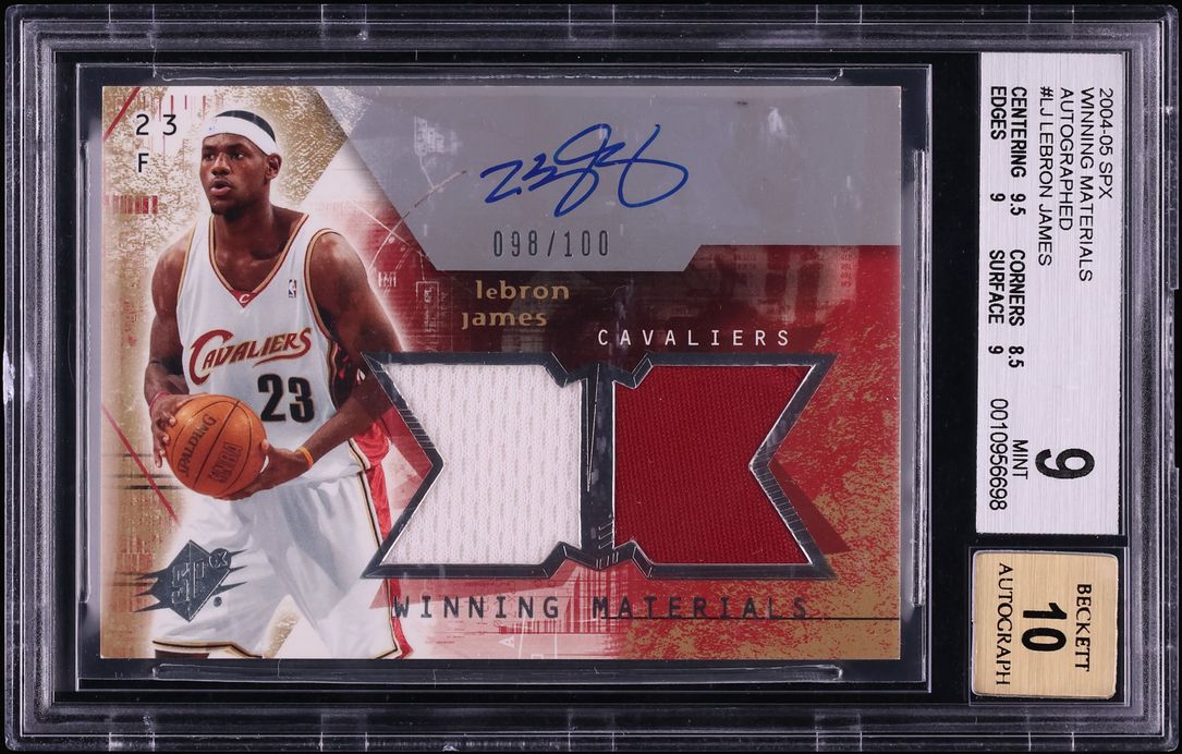 2004 SPx Winning Materials LeBron James PATCH AUTO /100 #WMA-LJ BGS 9 ...