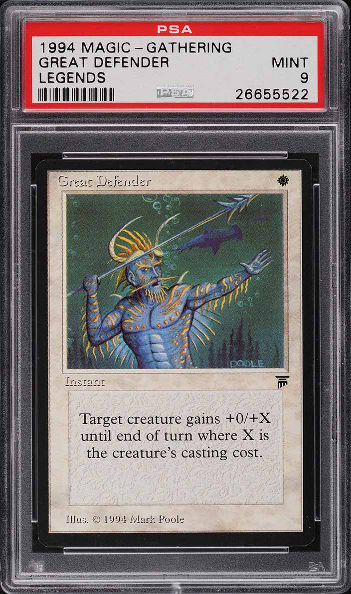 1994 Magic The Gathering MTG Legends Great Defender U W PSA 9 MINT on ...