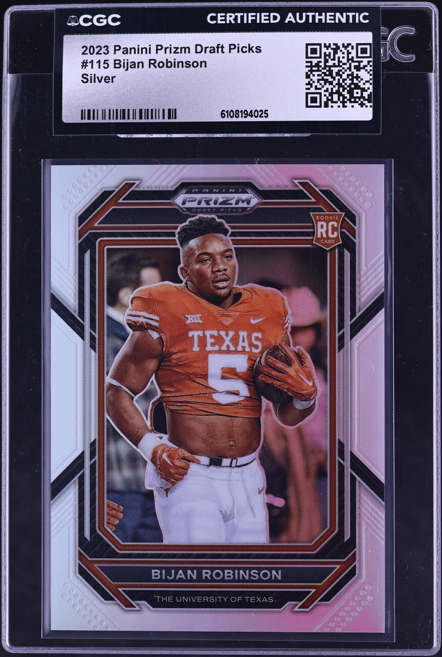 2023 Panini Prizm Draft Picks Silver Bijan Robinson ROOKIE #115 CGC AUTH