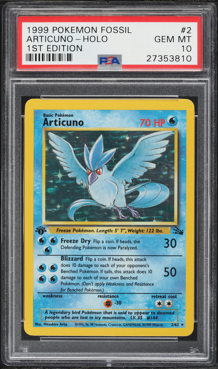 1999 Pokemon Fossil 1st Edition Holo Articuno #2 PSA 10 GEM MINT