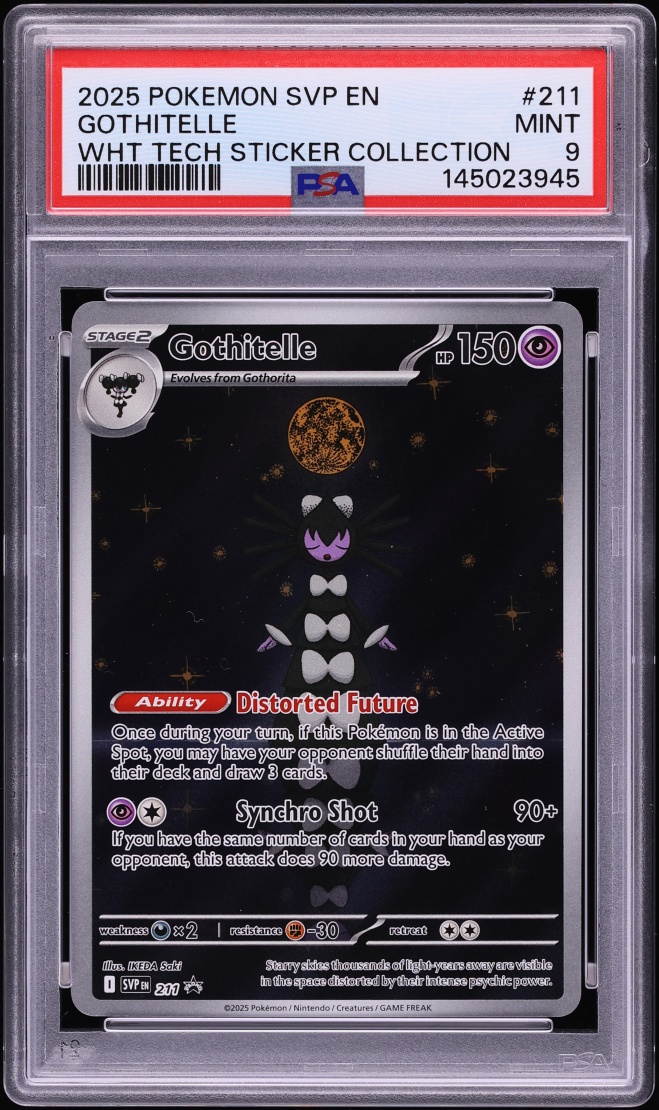 2025 Pokemon SV Promo White Flare Tech Sticker Collection Full Art Gothitelle #211 PSA 9 MINT