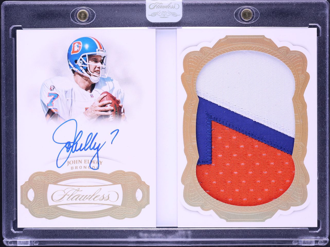 2018 Panini Flawless Veteran Booklets John Elway PATCH AUTO /10 #VB-JE