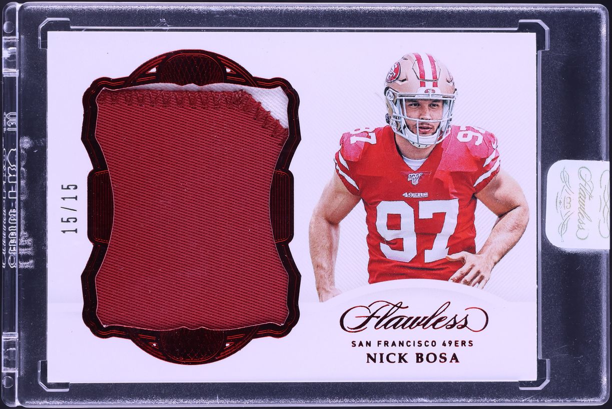 2019 Panini Flawless Ruby Nick Bosa ROOKIE PATCH 15/15 #PAT-NBO