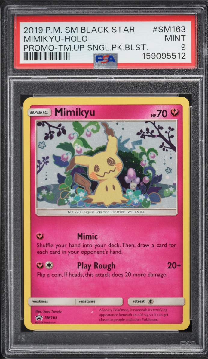 2019 Pokemon Sun & Moon Promo Team Up Holo Mimikyu #SM163 PSA 9 MINT