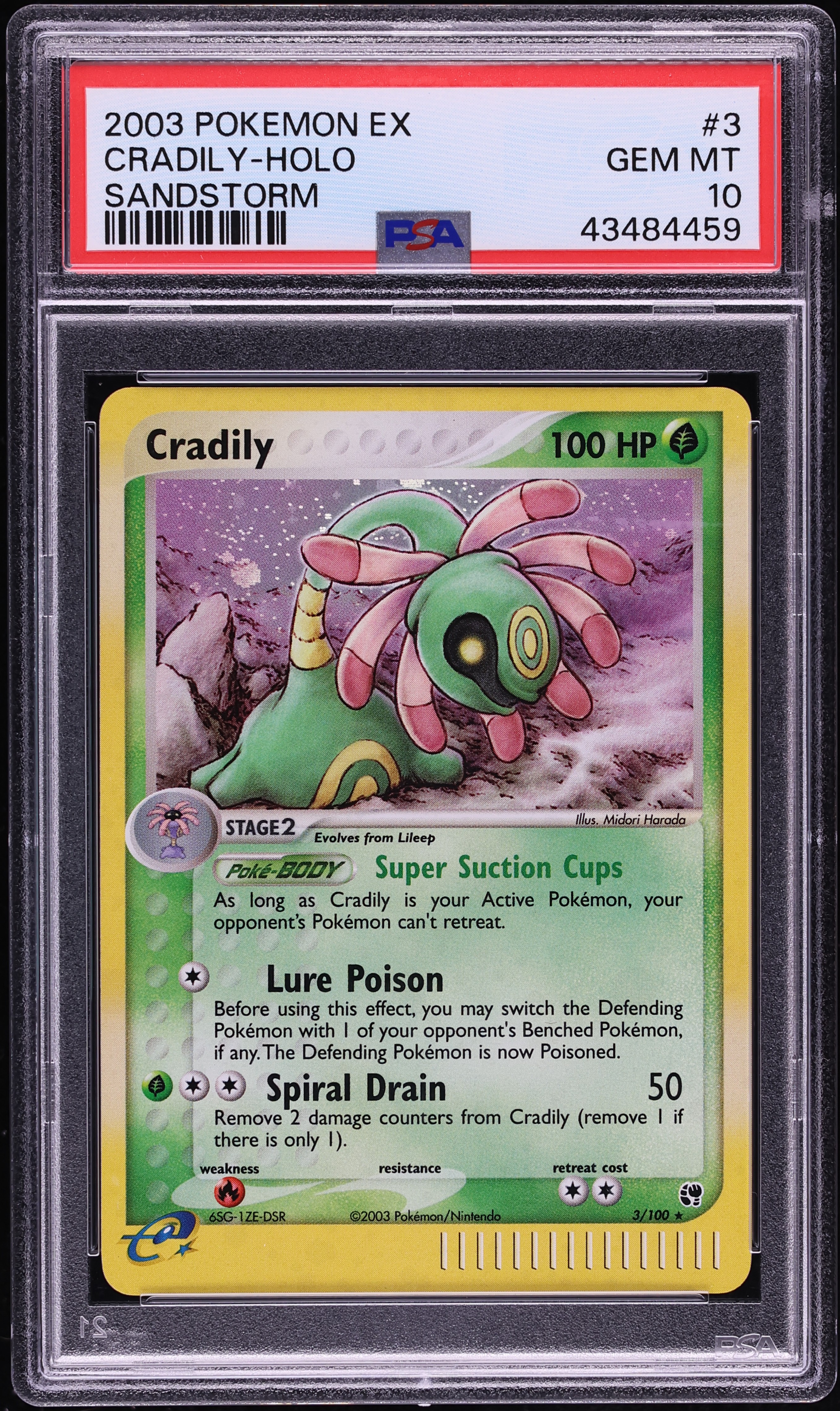 2003 Pokemon EX Sandstorm Holo Cradily #3 PSA 10 GEM MINT