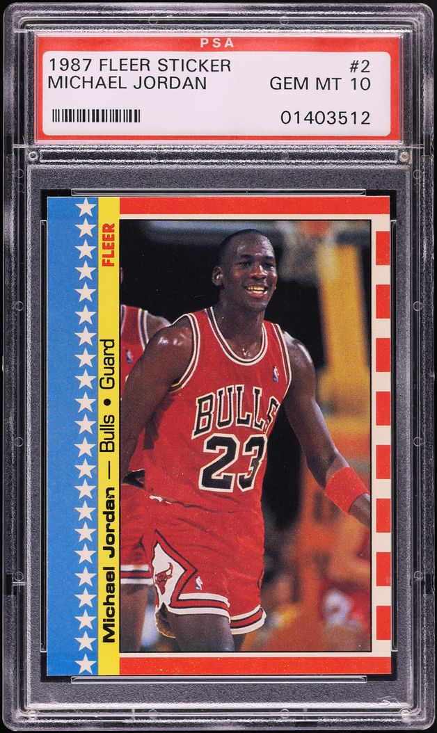1987 Fleer Sticker Michael Jordan #2 PSA 10 GEM MINT