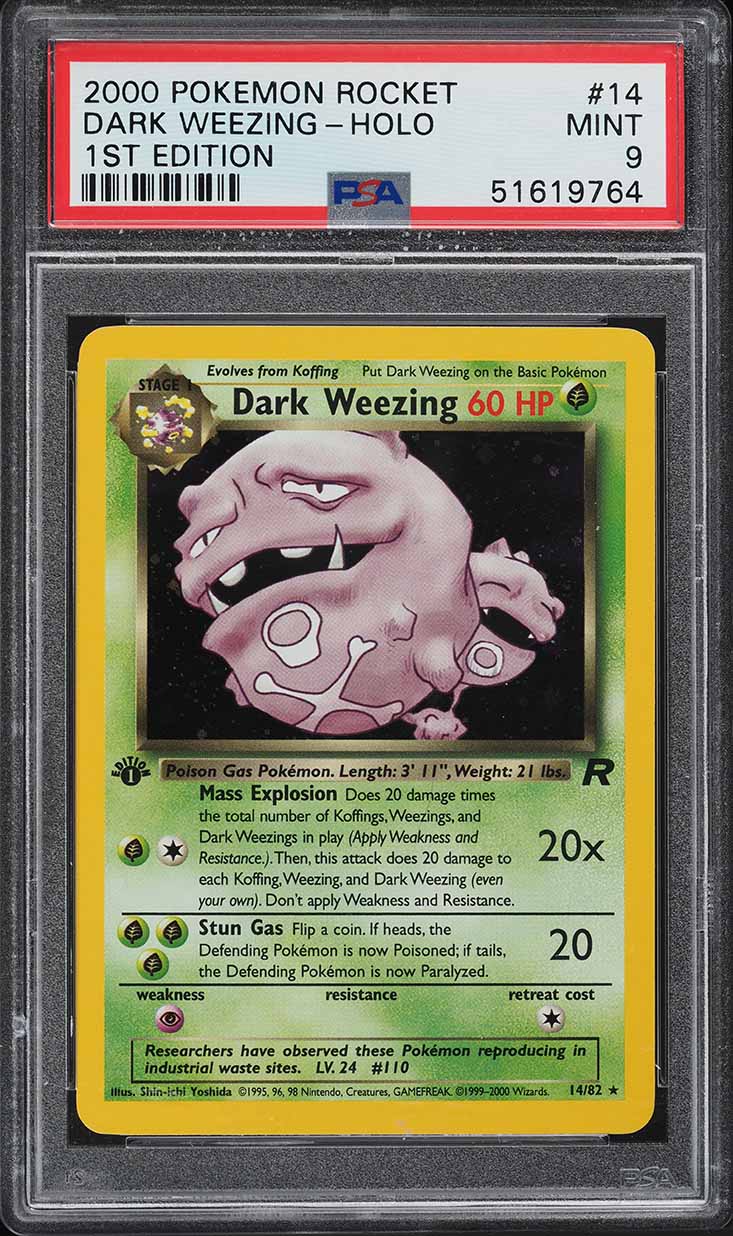 2000 Pokemon Rocket 1st Edition Holo Dark Weezing #14 PSA 9 MINT