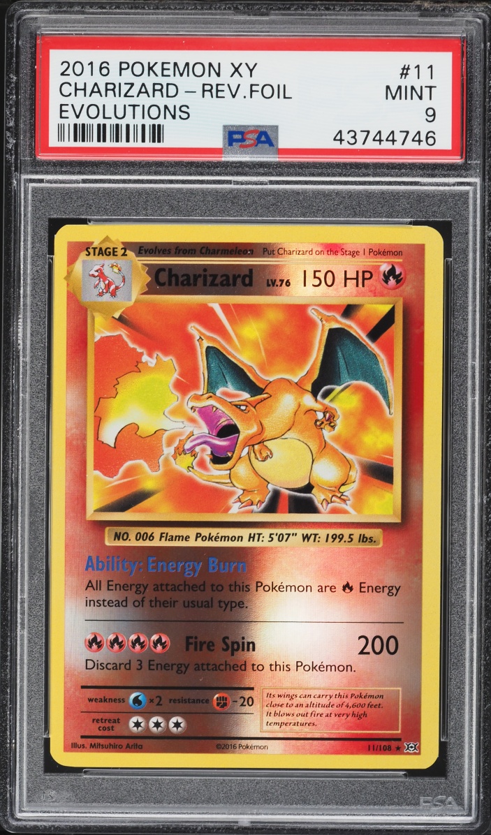 2016 Pokemon XY Evolutions Reverse Holo Charizard #11 PSA 9 MINT