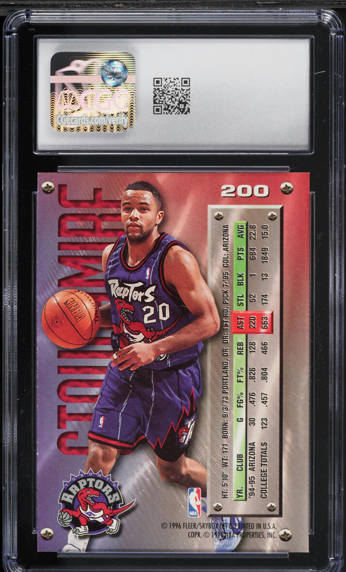 1995 Metal Basketball Damon Stoudamire ROOKIE #200 CGC 8.5 NM-MT+
