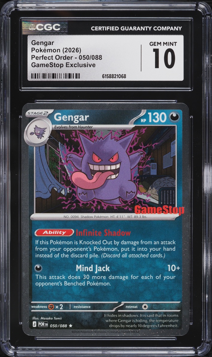 2026 Pokemon Mega Evolution Perfect Order GameStop Exclusive Gengar #50 CGC 10 GEM MINT