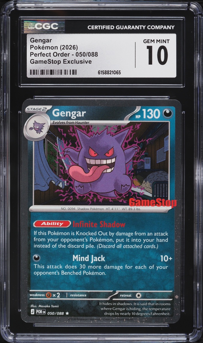 2026 Pokemon Mega Evolution Perfect Order GameStop Exclusive Gengar #50 CGC 10 GEM MINT