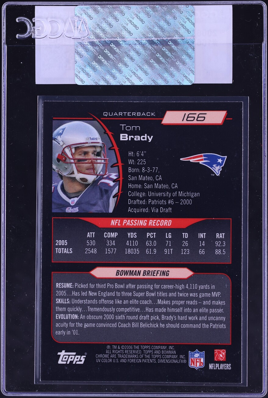 2006 Bowman Chrome Tom Brady #166 CGC AUTH