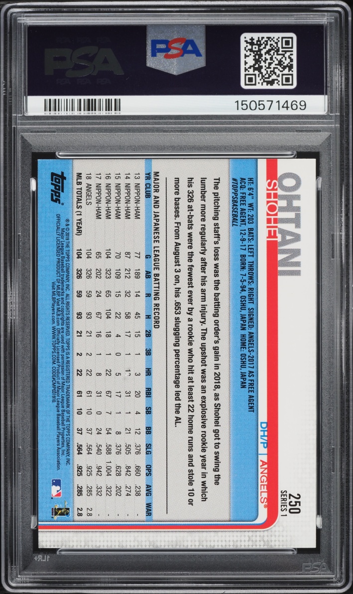 2019 Topps Shohei Ohtani #250 PSA 9 MINT