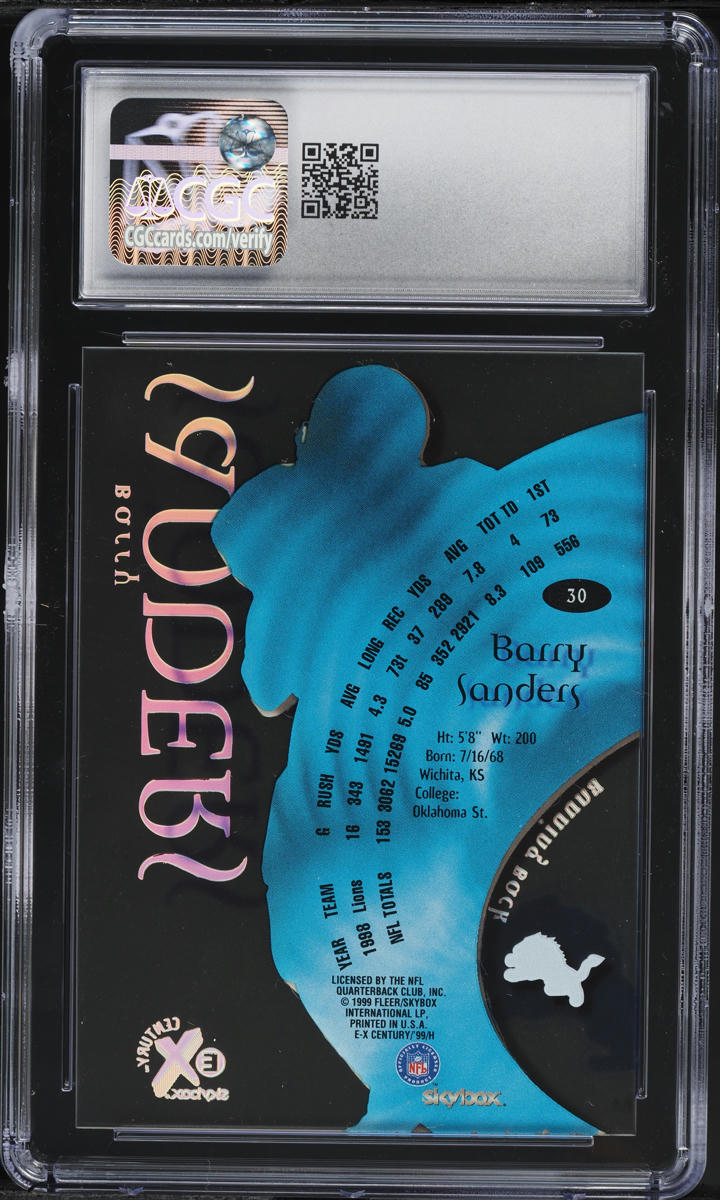 1999 Skybox E-X Century Barry Sanders #30 CGC 9 MINT