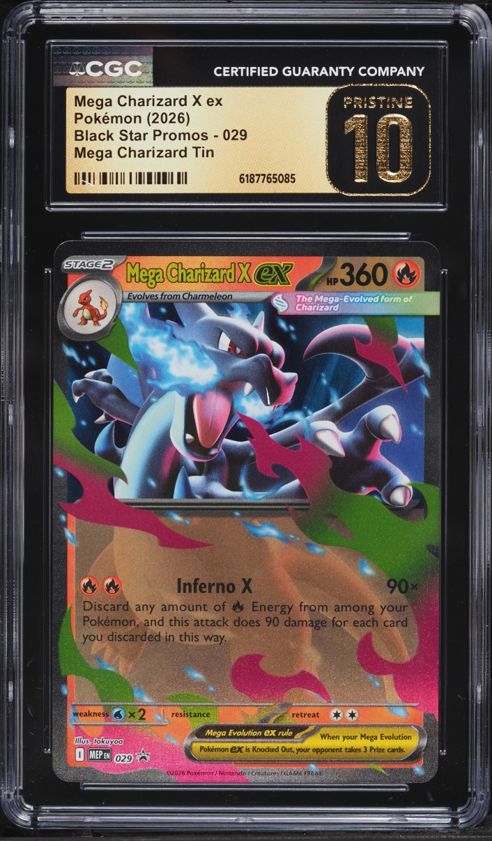 2026 #29 Mega Charizard X Ex CGC 10 Pokemon Mega Evolution Promo Tin