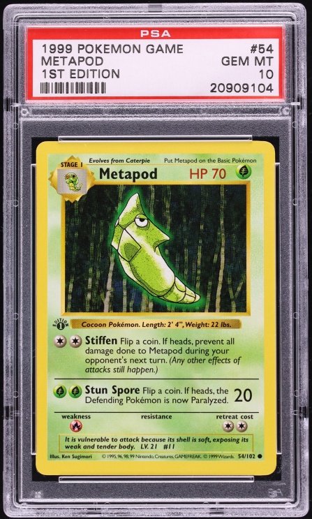 1999 Pokemon Base Set Shadowless 1st Edition Metapod #54 PSA 10 GEM MINT
