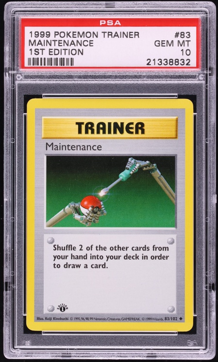1999 Pokemon Base Set Shadowless 1st Edition Maintenance #83 PSA 10 GEM MINT