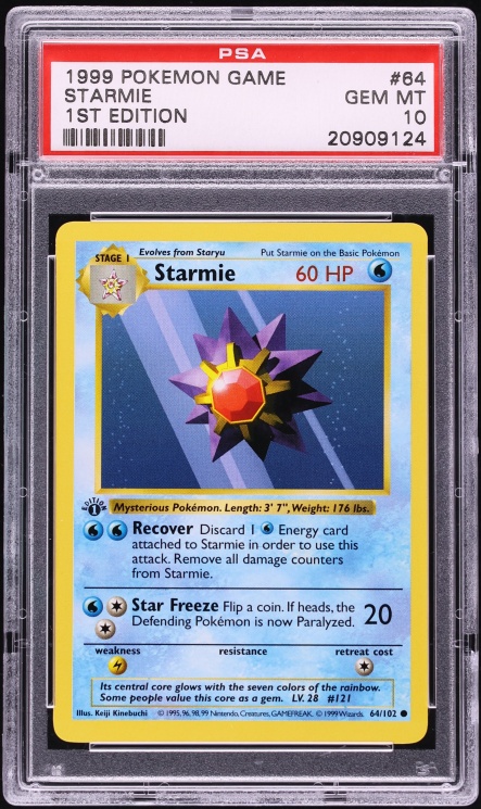 1999 Pokemon Base Set Shadowless 1st Edition Starmie #64 PSA 10 GEM MINT