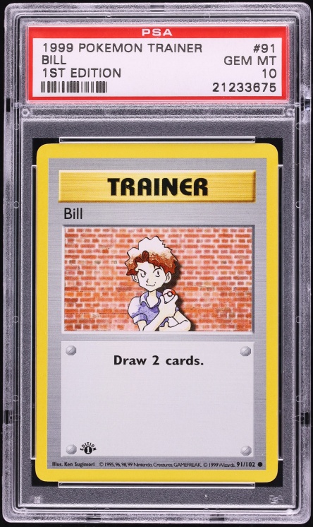 1999 Pokemon Base Set 1st Edition Bill #91 PSA 10 GEM MINT