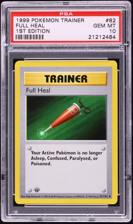 1999 Pokemon Base Set Shadowless 1st Edition Full Heal #82 PSA 10 GEM MINT