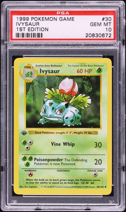 1999 Pokemon Base Set Shadowless 1st Edition Ivysaur #30 PSA 10 GEM MINT