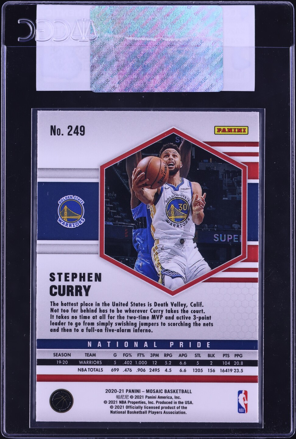 2020 Panini Mosaic Stephen Curry #249 CGC AUTH