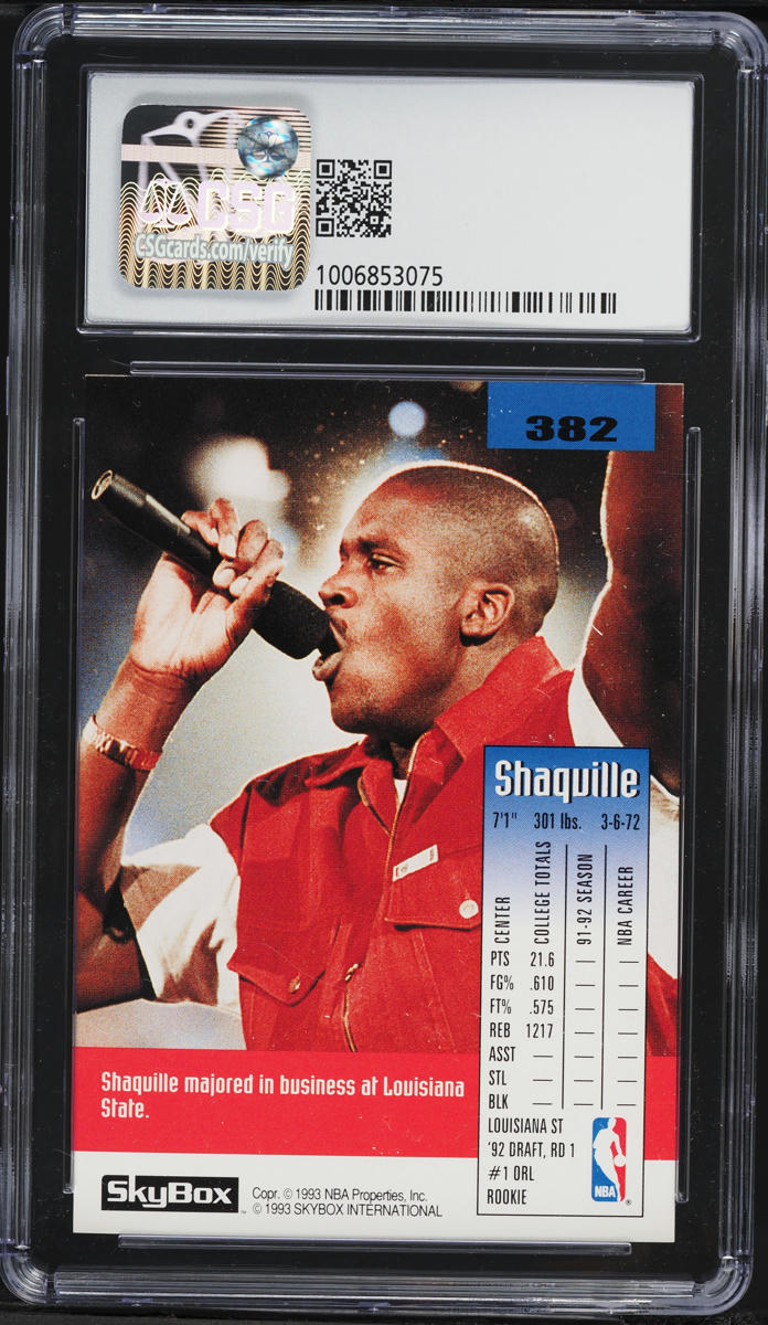 1992 Skybox Basketball Shaquille O'Neal ROOKIE #382 CSG 9 MINT