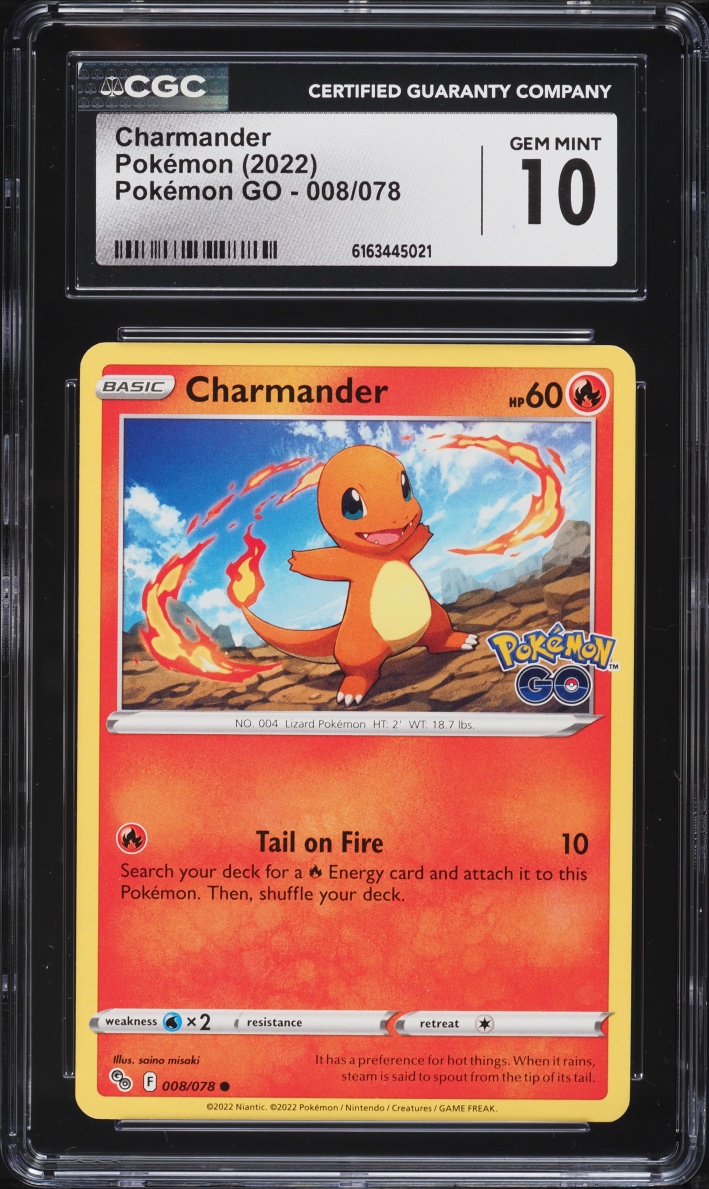 2022 Pokemon Sword & Shield Pokemon GO Charmander #8 CGC 10 GEM MINT