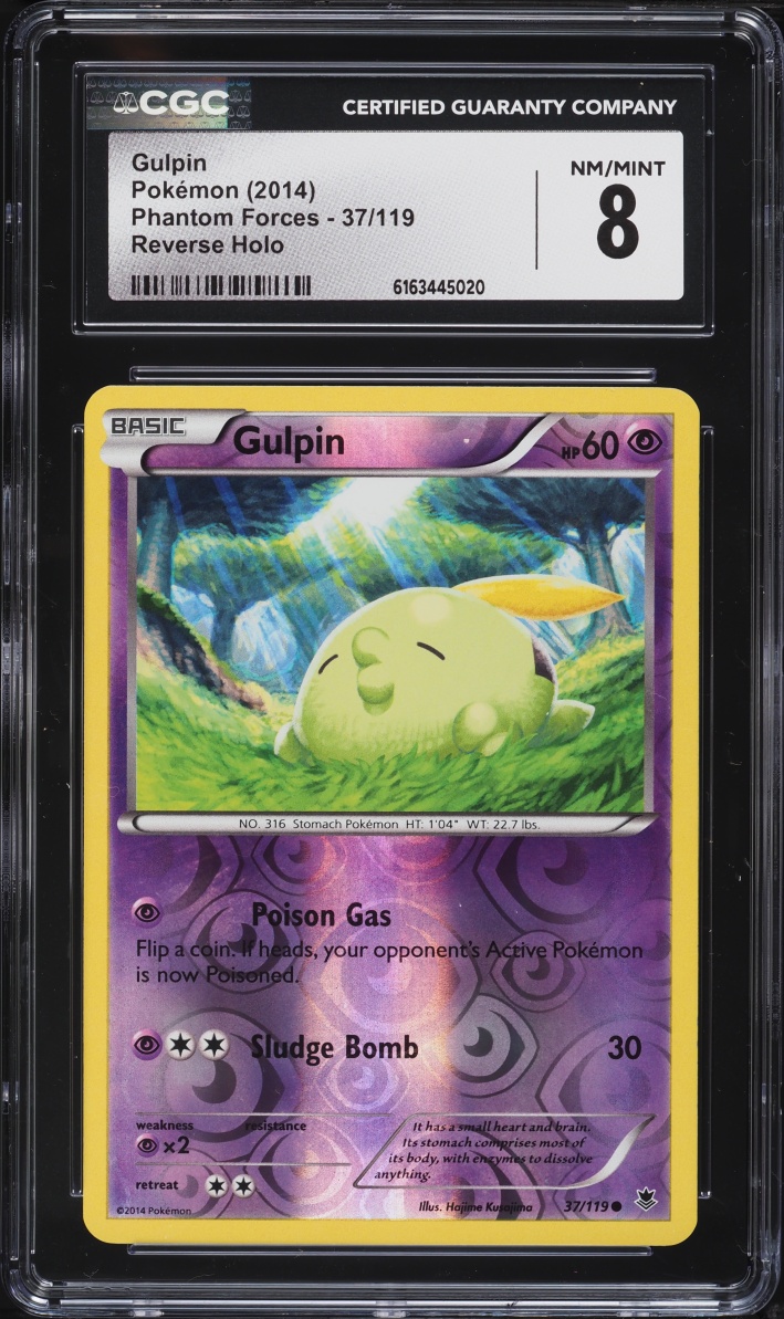 2014 Pokemon XY Phantom Forces Reverse Holo Gulpin #37 CGC 8 NM-MT