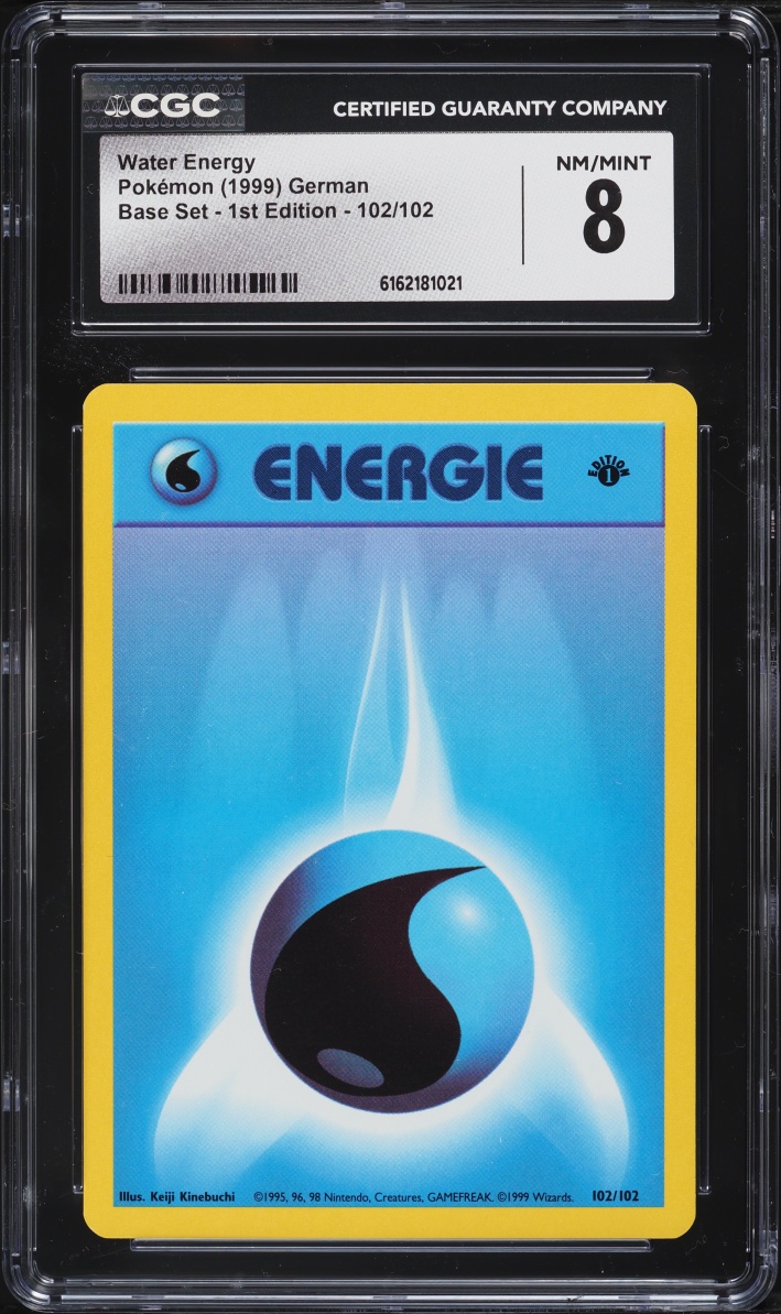 1999 Pokemon German Base Set 1st Edition Water Energy #102 CGC 8 NM-MT