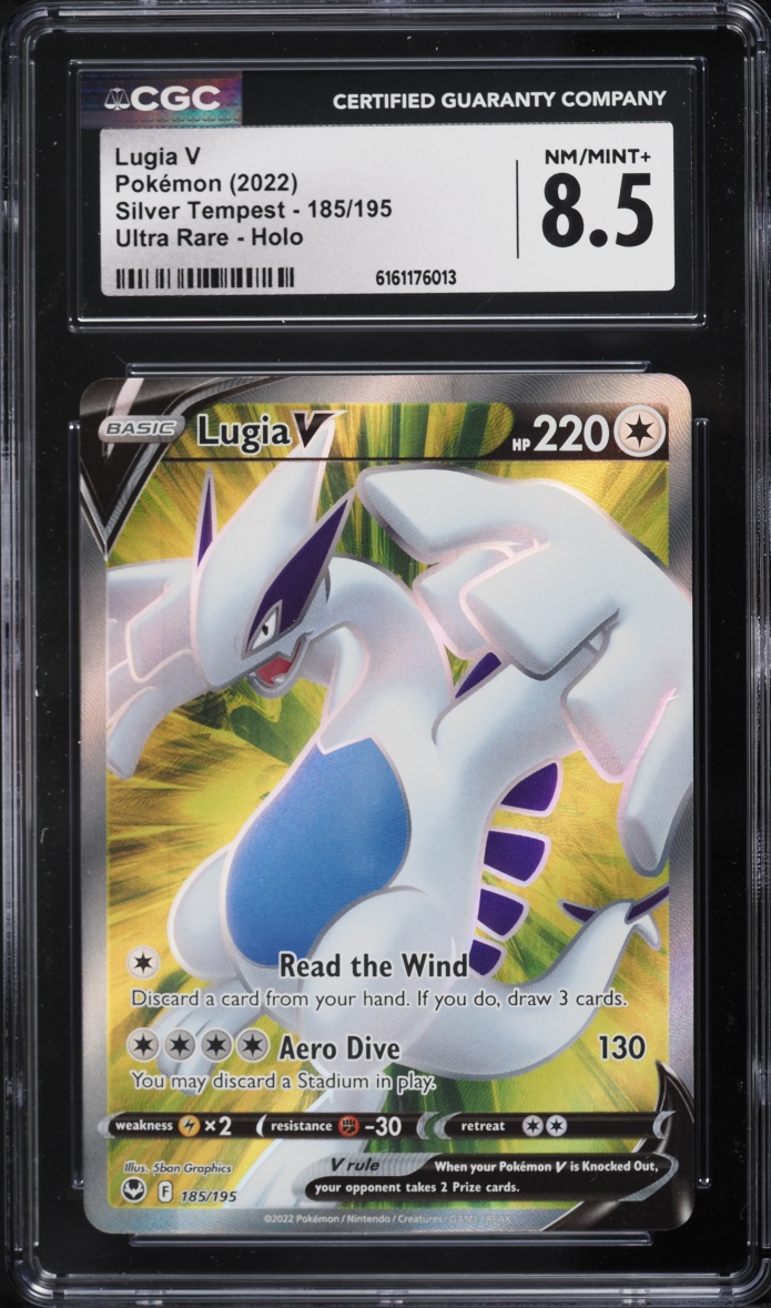 2022 Pokemon Sword & Shield Silver Tempest Full Art Lugia V #185 CGC 8.5 NM-MT+