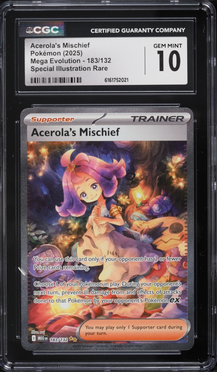 2025 Pokemon Mega Evolution SIR Acerola's Mischief #183 CGC 10 GEM MINT