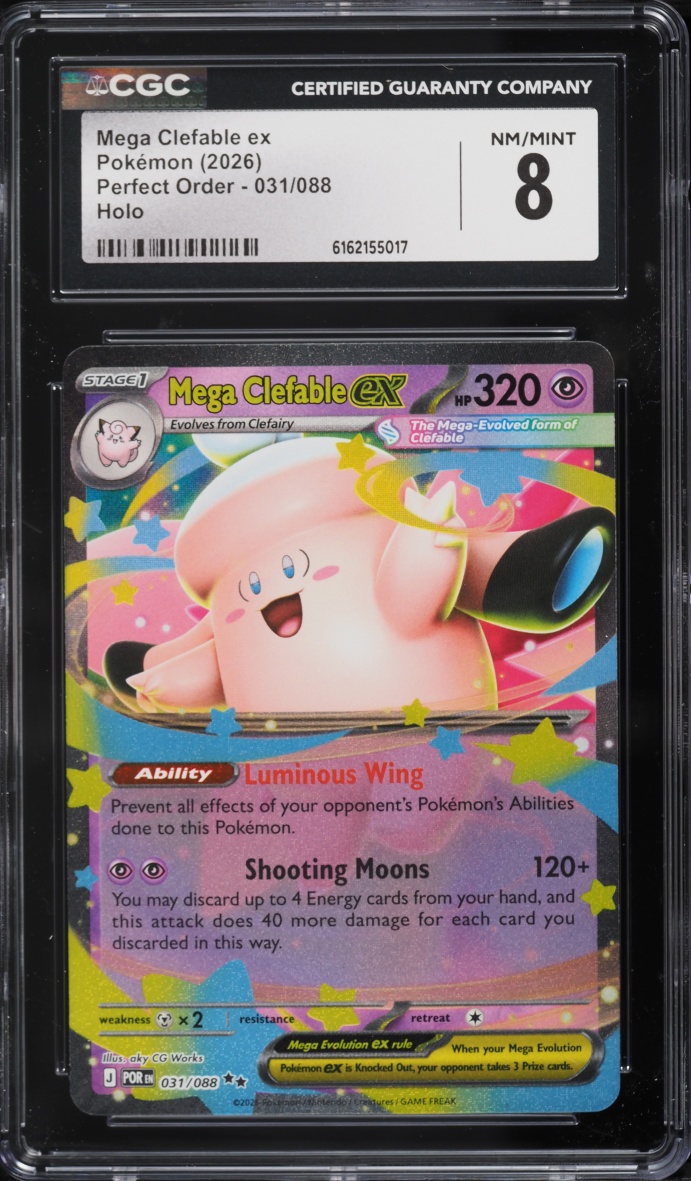 2026 Pokemon Mega Evolution Perfect Order Holo Mega Clefable Ex #31 CGC 8 NM-MT