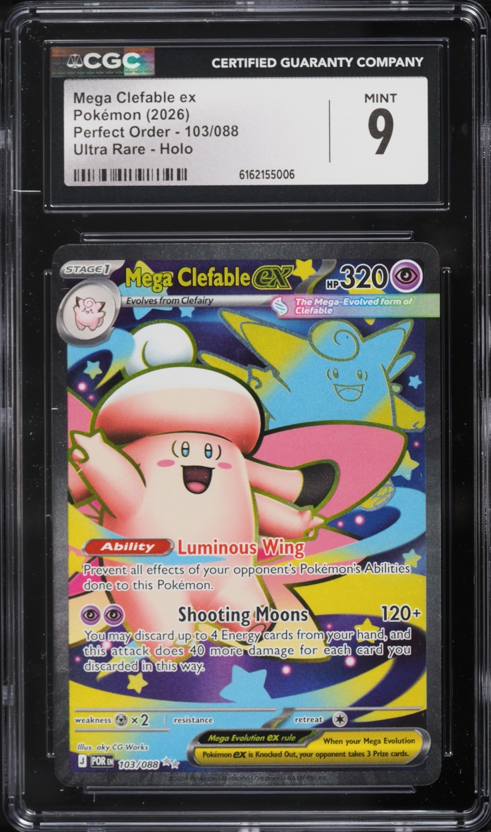 2026 Pokemon Mega Evolution Perfect Order Full Art Mega Clefable Ex #103 CGC 9 MINT