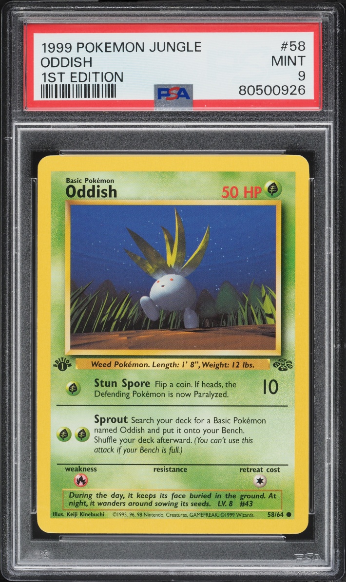 1999 Pokemon Jungle 1st Edition Oddish #58 PSA 9 MINT